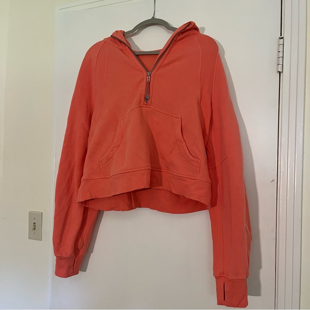 Lululemon Raspberry Cream Half Zip Scuba Hoodie